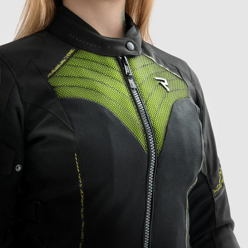 Rebelhorn Jax Ladies Textile Jacket Black / Fluo Yellow FREE UK Delivery, FREE 365 Day Returns | Moto Central