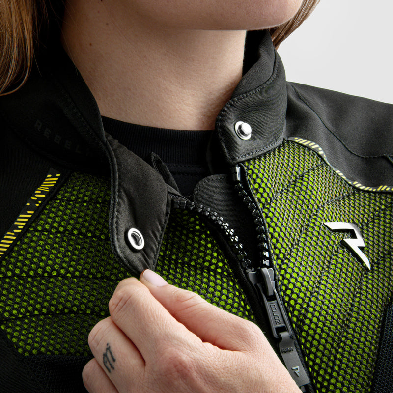 Rebelhorn Jax Ladies Textile Jacket Black / Fluo Yellow FREE UK Delivery, FREE 365 Day Returns | Moto Central