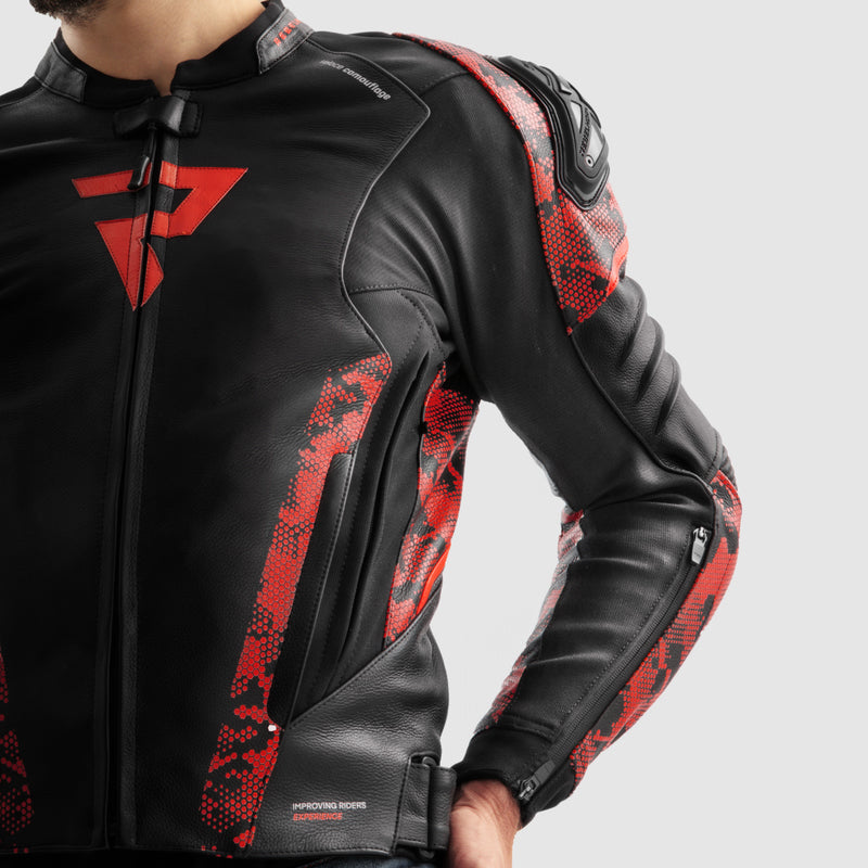 Rebelhorn Veloce Leather Jacket Black / Fluo Red FREE UK Delivery, FREE 365 Day Returns | Moto Central