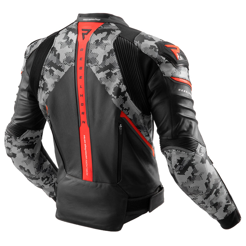 Rebelhorn Veloce Leather Jacket Black / Grey / Fluo Red FREE UK Delivery, FREE 365 Day Returns | Moto Central
