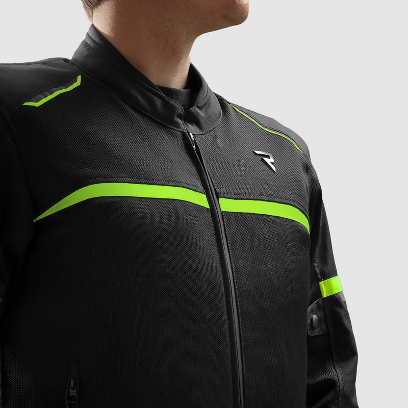 Rebelhorn Echo Textile Jacket Black / Fluo Yellow FREE UK Delivery, FREE 365 Day Returns | Moto Central