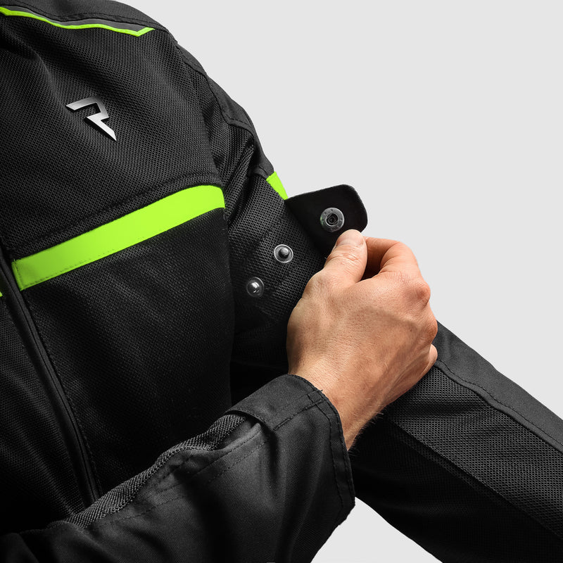 Rebelhorn Echo Textile Jacket Black / Fluo Yellow FREE UK Delivery, FREE 365 Day Returns | Moto Central