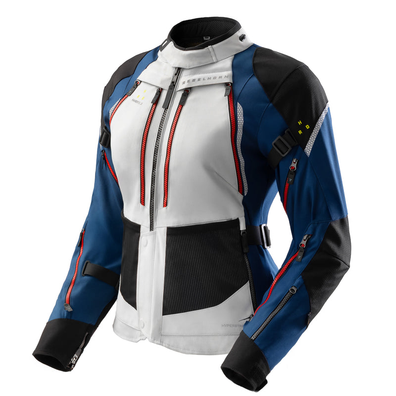 Rebelhorn Hardy 3.0 Ladies Textile Jacket Blue / Grey / Red FREE UK Delivery, FREE 365 Day Returns | Moto Central