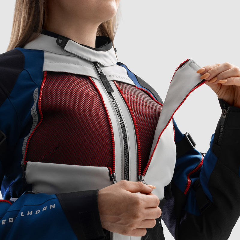 Rebelhorn Hardy 3.0 Ladies Textile Jacket Blue / Grey / Red FREE UK Delivery, FREE 365 Day Returns | Moto Central