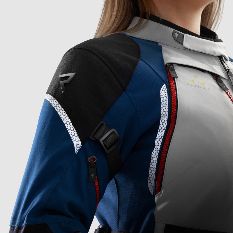 Rebelhorn Hardy 3.0 Ladies Textile Jacket Blue / Grey / Red FREE UK Delivery, FREE 365 Day Returns | Moto Central