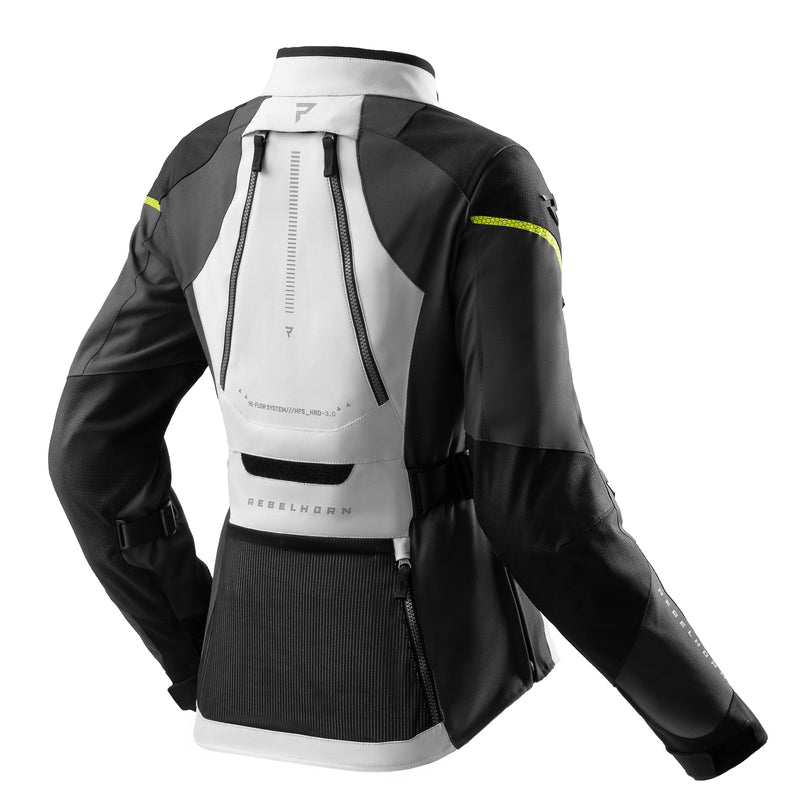 Rebelhorn Hardy 3.0 Ladies Textile Jacket Black / Light Grey / Fluo Yellow FREE UK Delivery, FREE 365 Day Returns | Moto Central