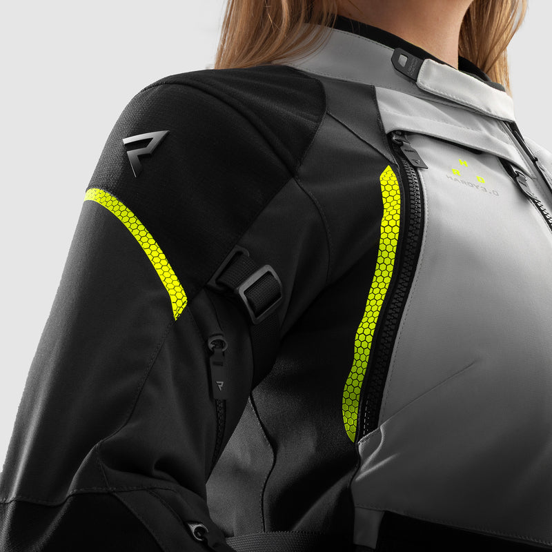 Rebelhorn Hardy 3.0 Ladies Textile Jacket Black / Light Grey / Fluo Yellow FREE UK Delivery, FREE 365 Day Returns | Moto Central