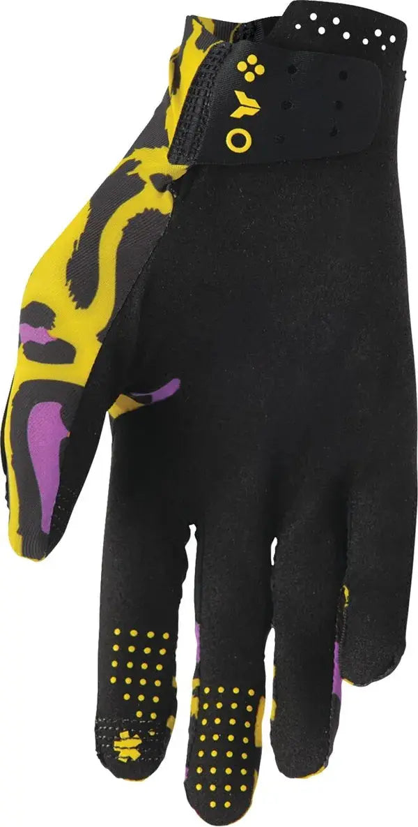 Thor Sportmode Cheetah Textile Gloves Yellow / Purple - FREE UK Shipping, FREE 365 Day Returns | Moto Central