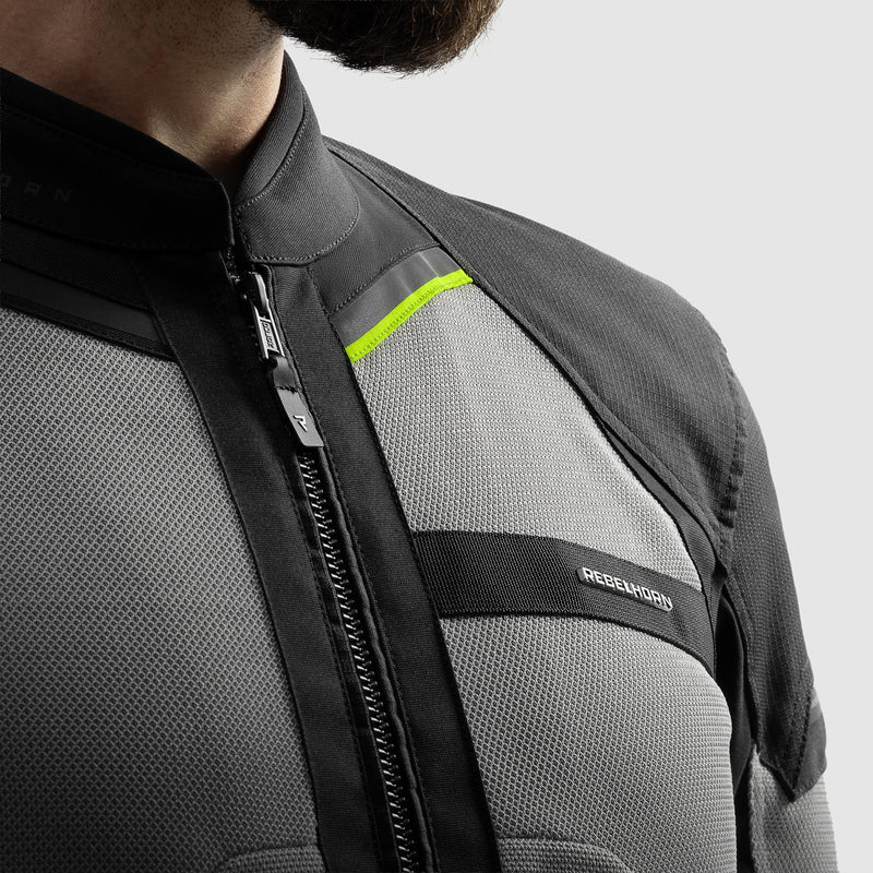 Rebelhorn Scandal 3 Textile Jacket Black / Grey / Fluo Yellow FREE UK Delivery, FREE 365 Day Returns | Moto Central