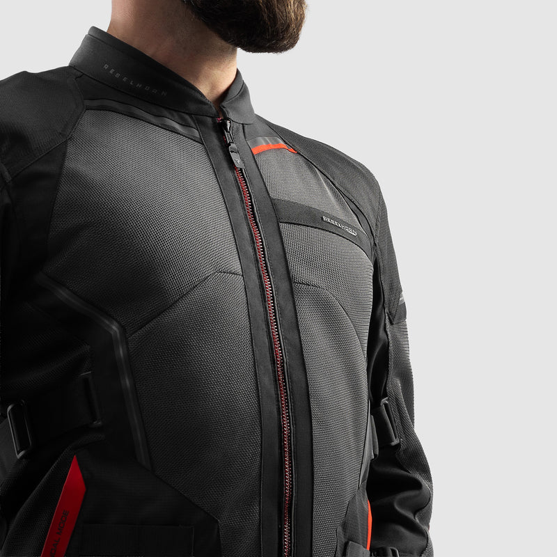 Rebelhorn Scandal 3 Textile Jacket Black / Dark Grey / Red FREE UK Delivery, FREE 365 Day Returns | Moto Central