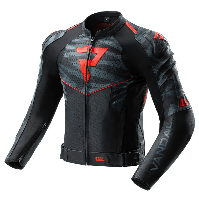 Rebelhorn Vandal 2 Leather Jacket Black / Grey / Fluo Red FREE UK Delivery, FREE 365 Day Returns | Moto Central