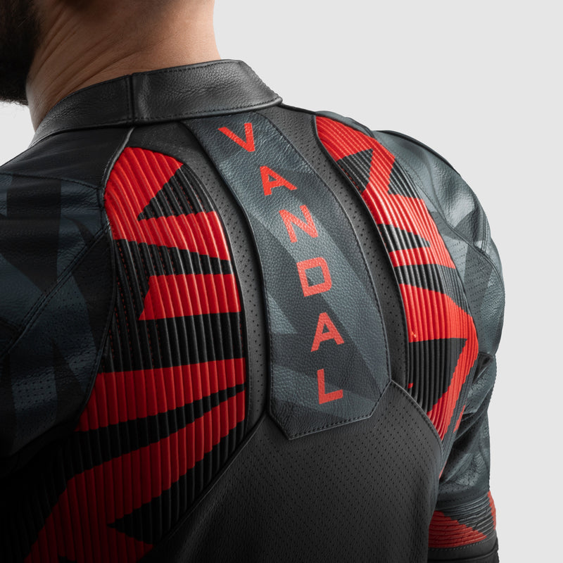 Rebelhorn Vandal 2 Leather Jacket Black / Grey / Fluo Red FREE UK Delivery, FREE 365 Day Returns | Moto Central