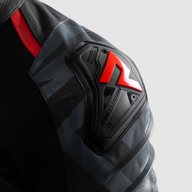 Rebelhorn Vandal 2 Leather Jacket Black / Grey / Fluo Red FREE UK Delivery, FREE 365 Day Returns | Moto Central