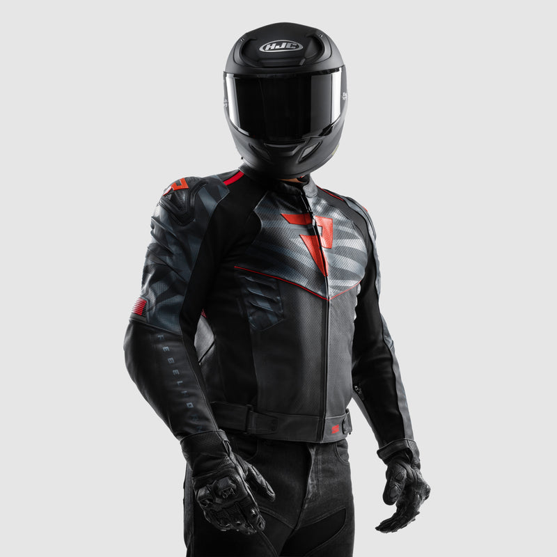 Rebelhorn Vandal 2 Leather Jacket Black / Grey / Fluo Red FREE UK Delivery, FREE 365 Day Returns | Moto Central