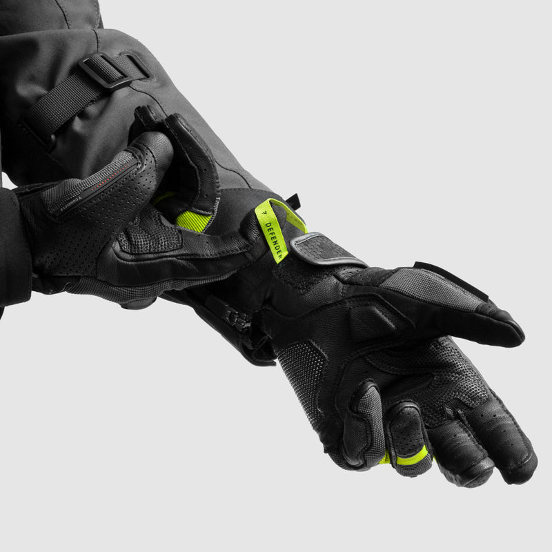 Rebelhorn Defender Gloves Black / Grey / Fluo Yellow FREE UK Delivery, FREE 365 Day Returns | Moto Central