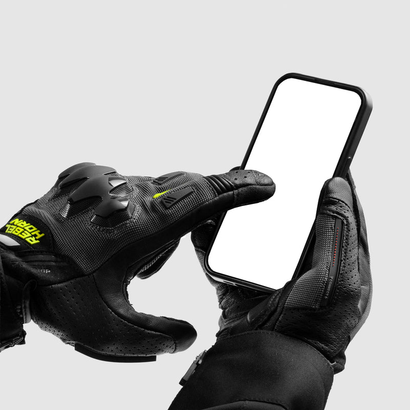 Rebelhorn Defender Gloves Black / Grey / Fluo Yellow FREE UK Delivery, FREE 365 Day Returns | Moto Central