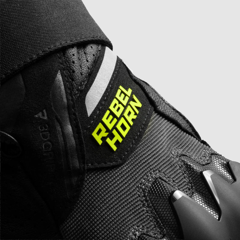 Rebelhorn Defender Gloves Black / Grey / Fluo Yellow FREE UK Delivery, FREE 365 Day Returns | Moto Central
