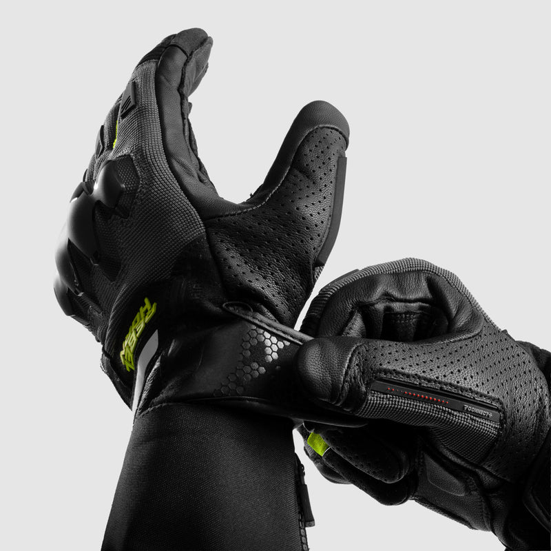 Rebelhorn Defender Gloves Black / Grey / Fluo Yellow FREE UK Delivery, FREE 365 Day Returns | Moto Central