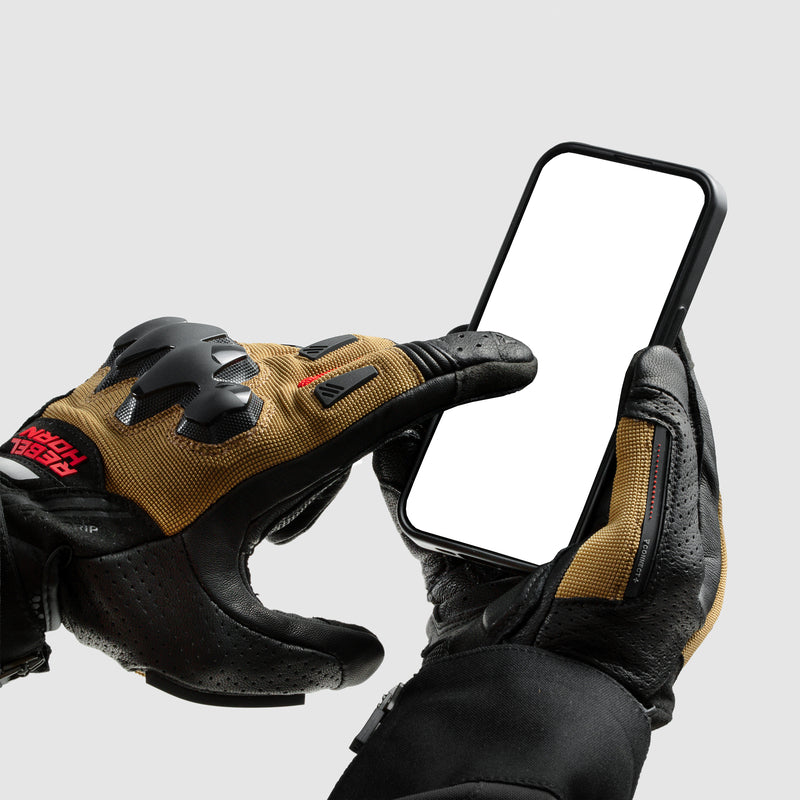 Rebelhorn Defender Gloves Desert / Black / Red FREE UK Delivery, FREE 365 Day Returns | Moto Central