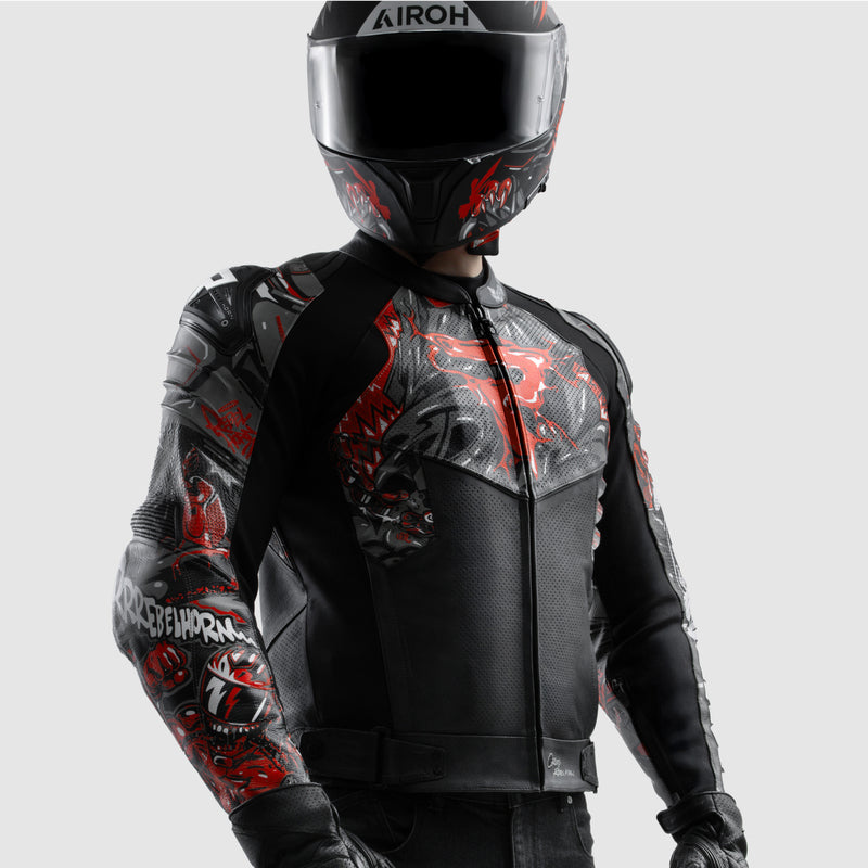 Rebelhorn Vandal 2 Cruze Leather Jacket Black / Dark Grey / Red FREE UK Delivery, FREE 365 Day Returns | Moto Central