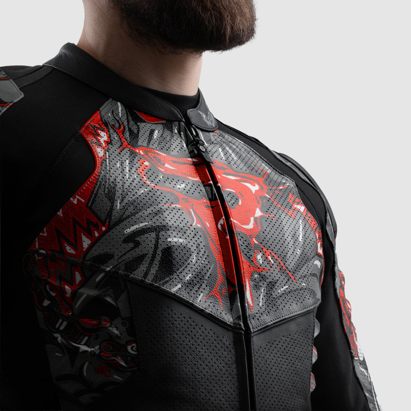 Rebelhorn Vandal 2 Cruze Leather Jacket Black / Dark Grey / Red FREE UK Delivery, FREE 365 Day Returns | Moto Central