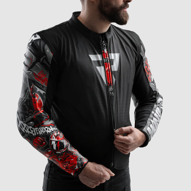 Rebelhorn Vandal 2 Cruze Leather Jacket Black / Dark Grey / Red FREE UK Delivery, FREE 365 Day Returns | Moto Central