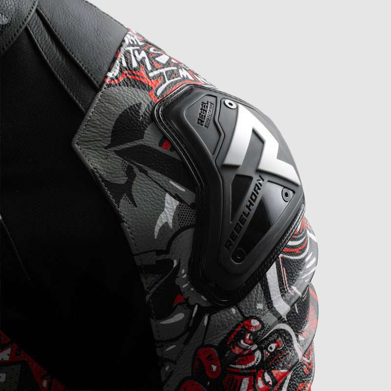 Rebelhorn Vandal 2 Cruze Leather Jacket Black / Dark Grey / Red FREE UK Delivery, FREE 365 Day Returns | Moto Central