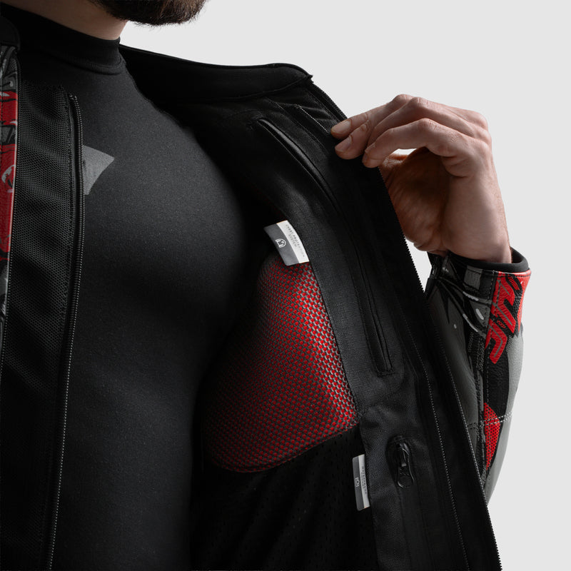 Rebelhorn Vandal 2 Cruze Leather Jacket Black / Dark Grey / Red FREE UK Delivery, FREE 365 Day Returns | Moto Central