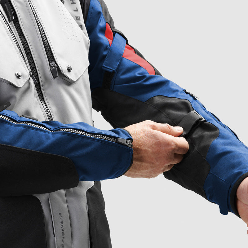 Rebelhorn Hiker 4 Textile Jacket Light Grey / Blue / Red FREE UK Delivery, FREE 365 Day Returns | Moto Central