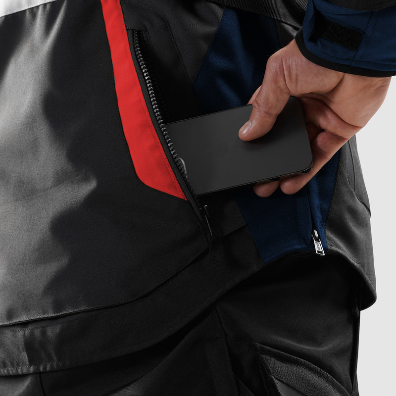 Rebelhorn Hiker 4 Textile Jacket Light Grey / Blue / Red FREE UK Delivery, FREE 365 Day Returns | Moto Central