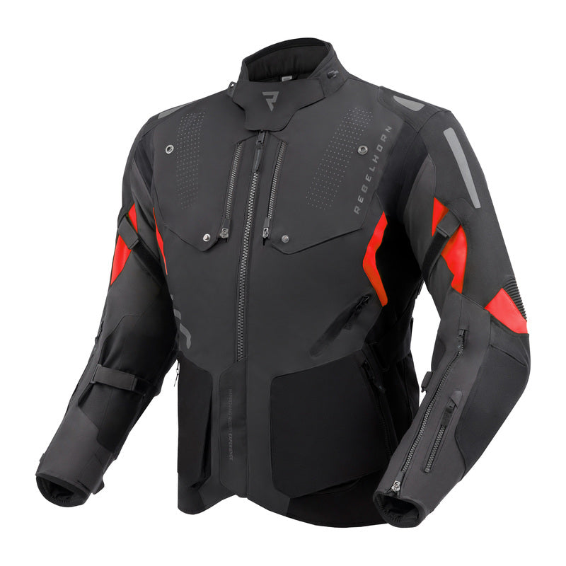 Rebelhorn Hiker 4 Textile Jacket Black / Dark Grey / Red FREE UK Delivery, FREE 365 Day Returns | Moto Central