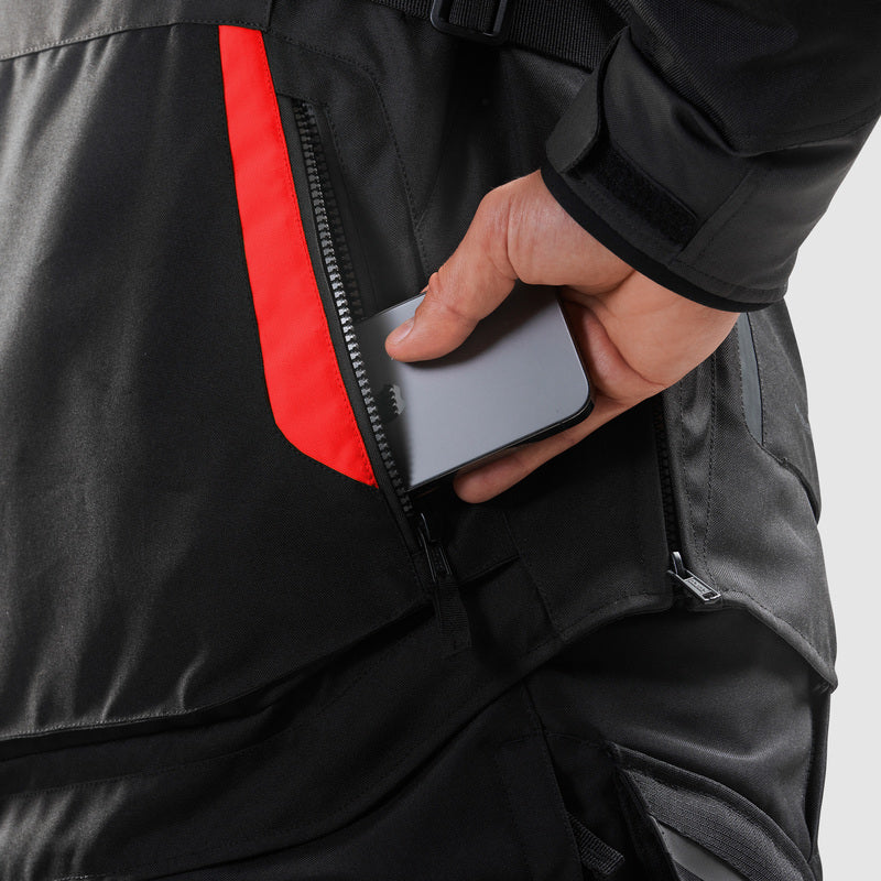 Rebelhorn Hiker 4 Textile Jacket Black / Dark Grey / Red FREE UK Delivery, FREE 365 Day Returns | Moto Central