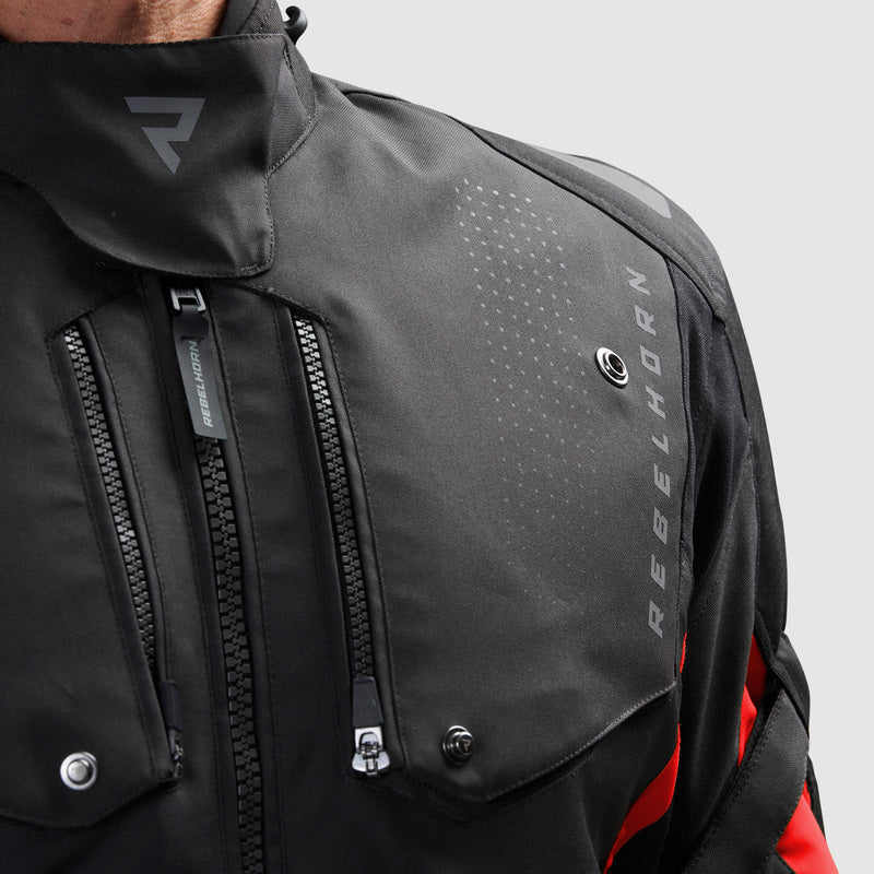 Rebelhorn Hiker 4 Textile Jacket Black / Dark Grey / Red FREE UK Delivery, FREE 365 Day Returns | Moto Central