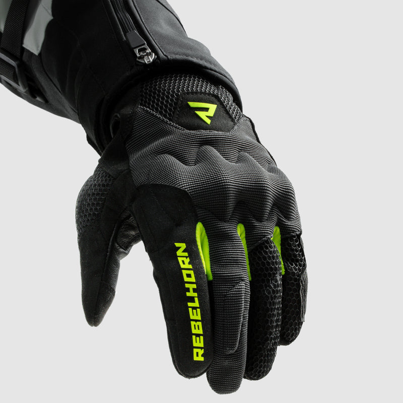 Rebelhorn Core Ladies Gloves Black / Grey / Fluo Yellow FREE UK Delivery, FREE 365 Day Returns | Moto Central