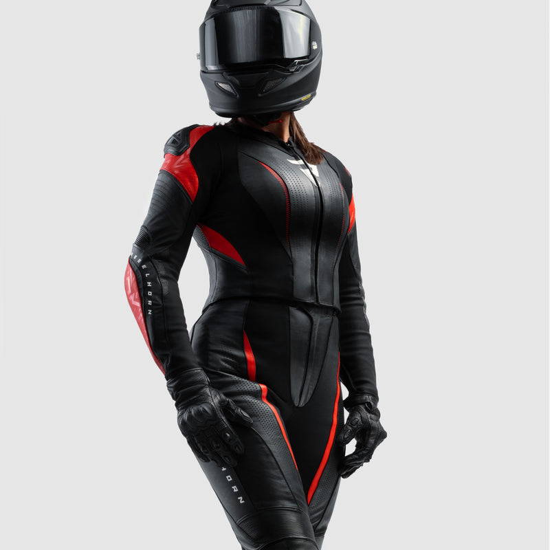 Rebelhorn Diva RS Ladies Leather Jacket Black / Red FREE UK Delivery, FREE 365 Day Returns | Moto Central