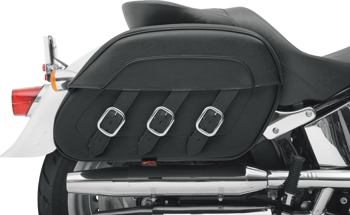 Saddlemen S4 Drifter Rigid-Mount Quick-Detach Slant Saddlebags Black For Harley Davidson FLST 1340 1987-1990