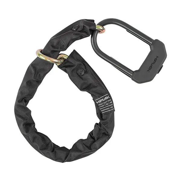 Hiplok DXXL D-Lock With Additional 100cm Chain All Black  - FREE UK Shipping, FREE 365 Day Returns | Moto Central