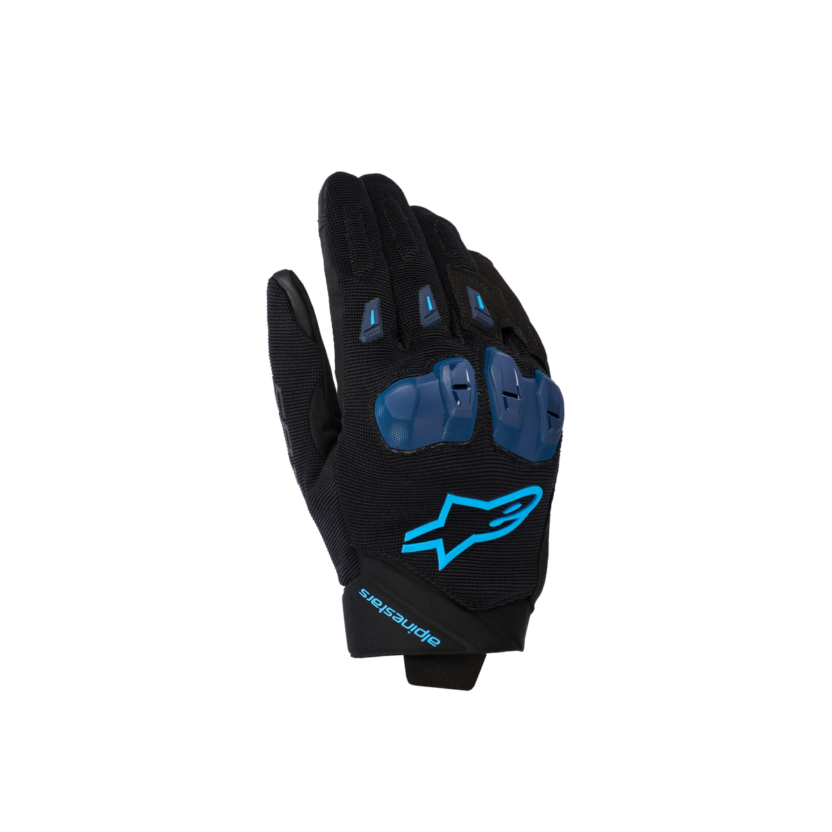 Alpinestars SP X 1 Gloves Black / Blithe Blue, back-of-hand view