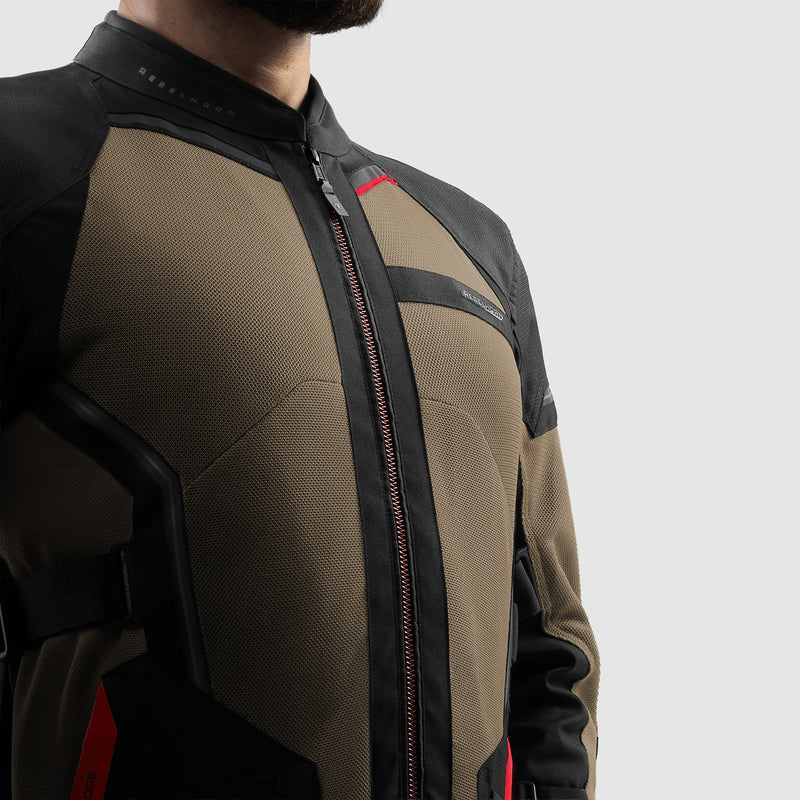 Rebelhorn Scandal 3 Textile Jacket Desert / Black / Red FREE UK Delivery, FREE 365 Day Returns | Moto Central