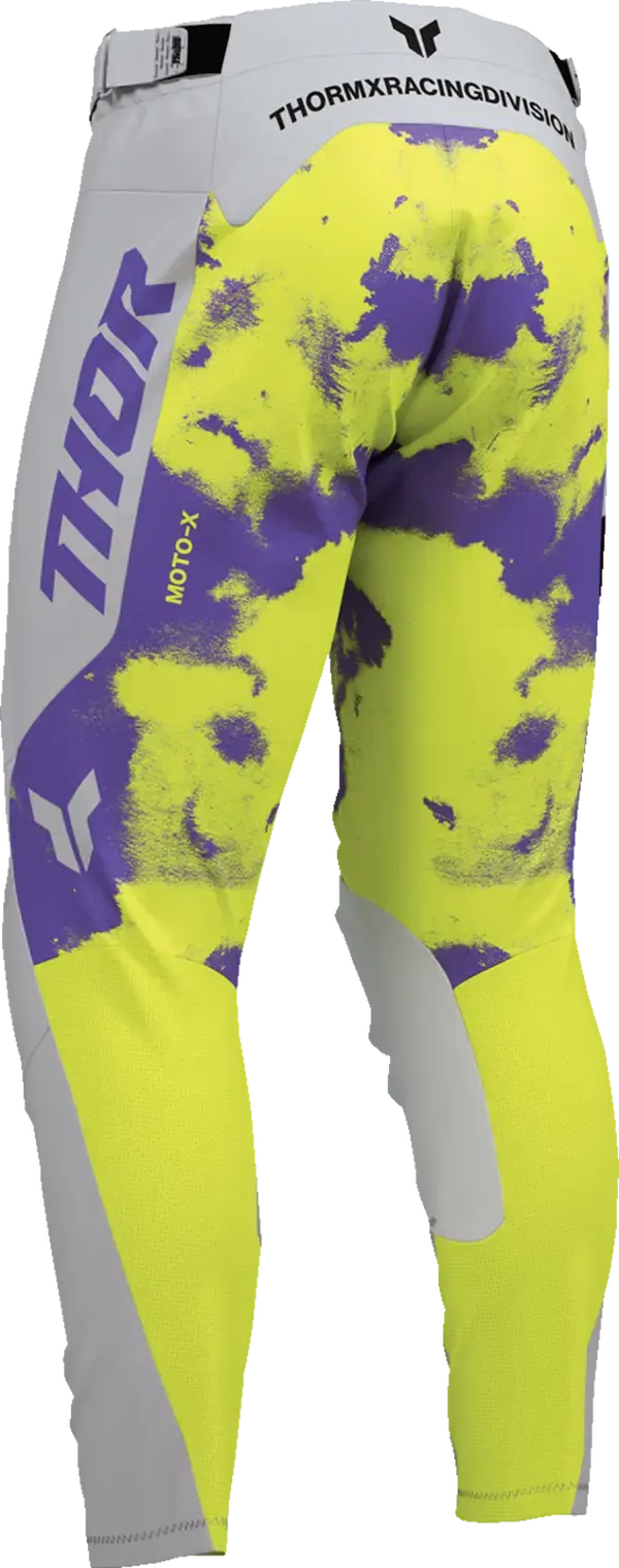 Thor Launchmode Bleach MX Textile Trouser Acid Yellow / Black / Grey / Purple - FREE UK Shipping, FREE 365 Day Returns | Moto Central