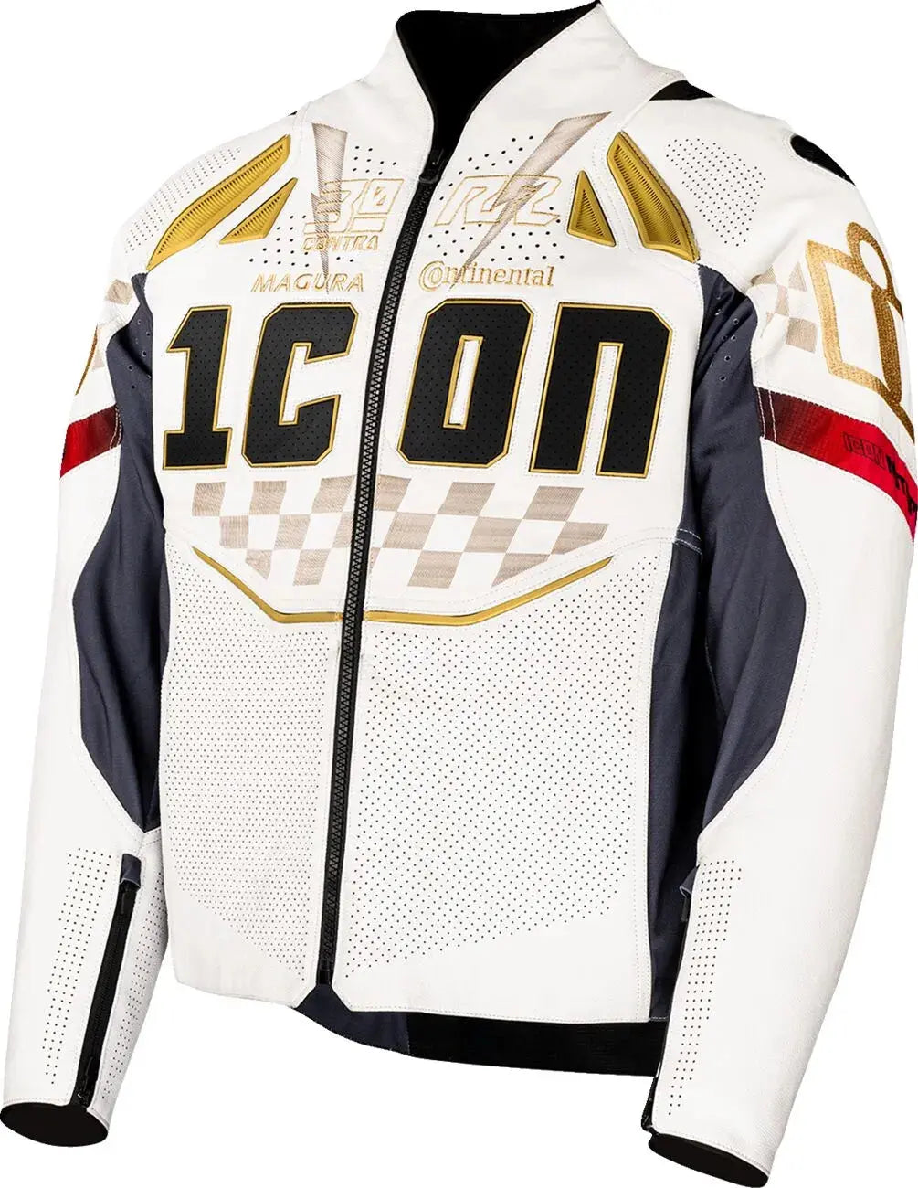 Icon Contra 3 Rizz Rizz Leather Jacket White - FREE UK Shipping, FREE 365 Day Returns | Moto Central