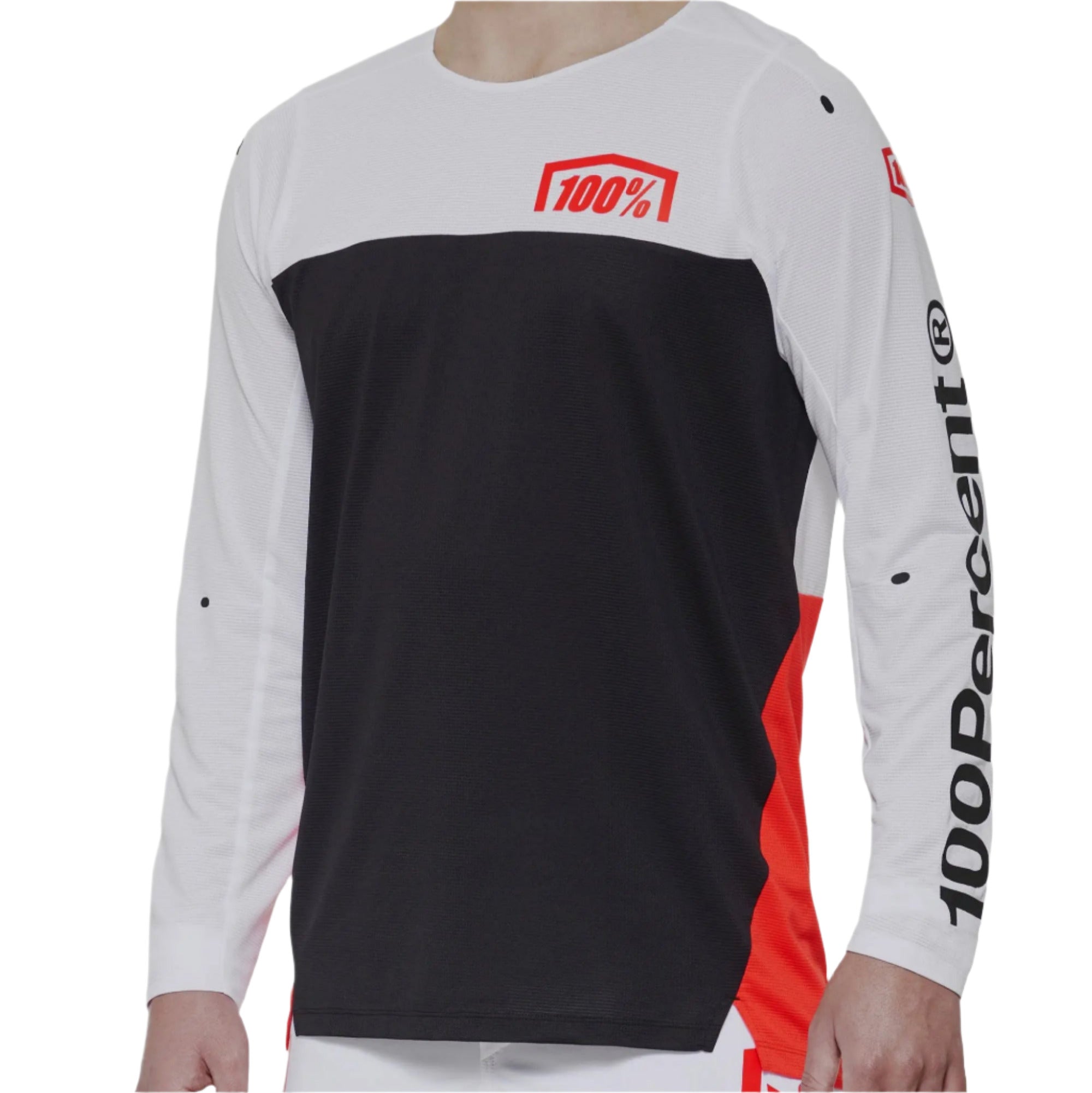 100% R-Core X Long Sleeves Jersey White / Red - FREE UK Shipping, FREE 365 Day Returns | Moto Central