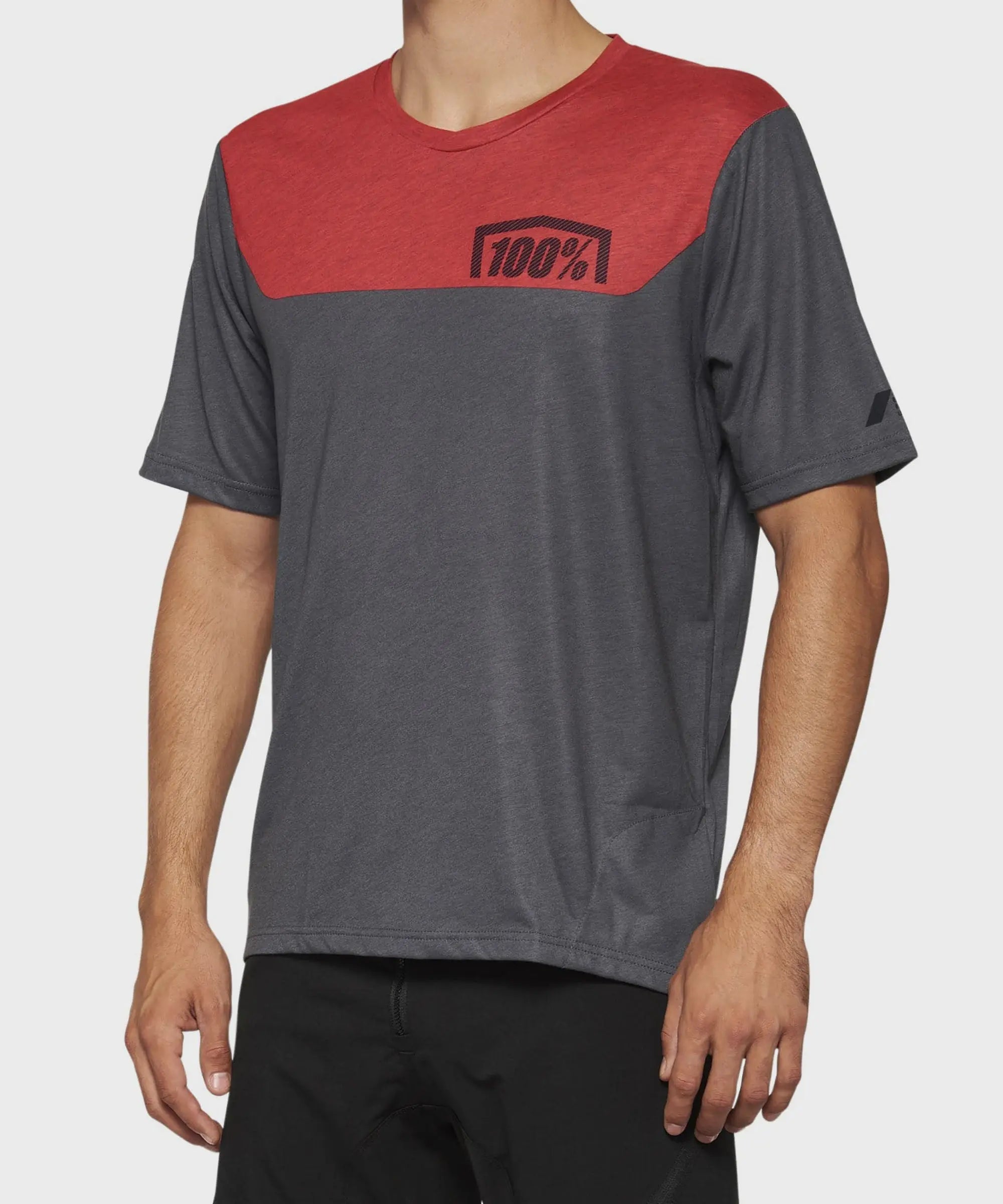 100% Airmatic Short Sleeves Jersey Charcoal / Racer Red - FREE UK Shipping, FREE 365 Day Returns | Moto Central