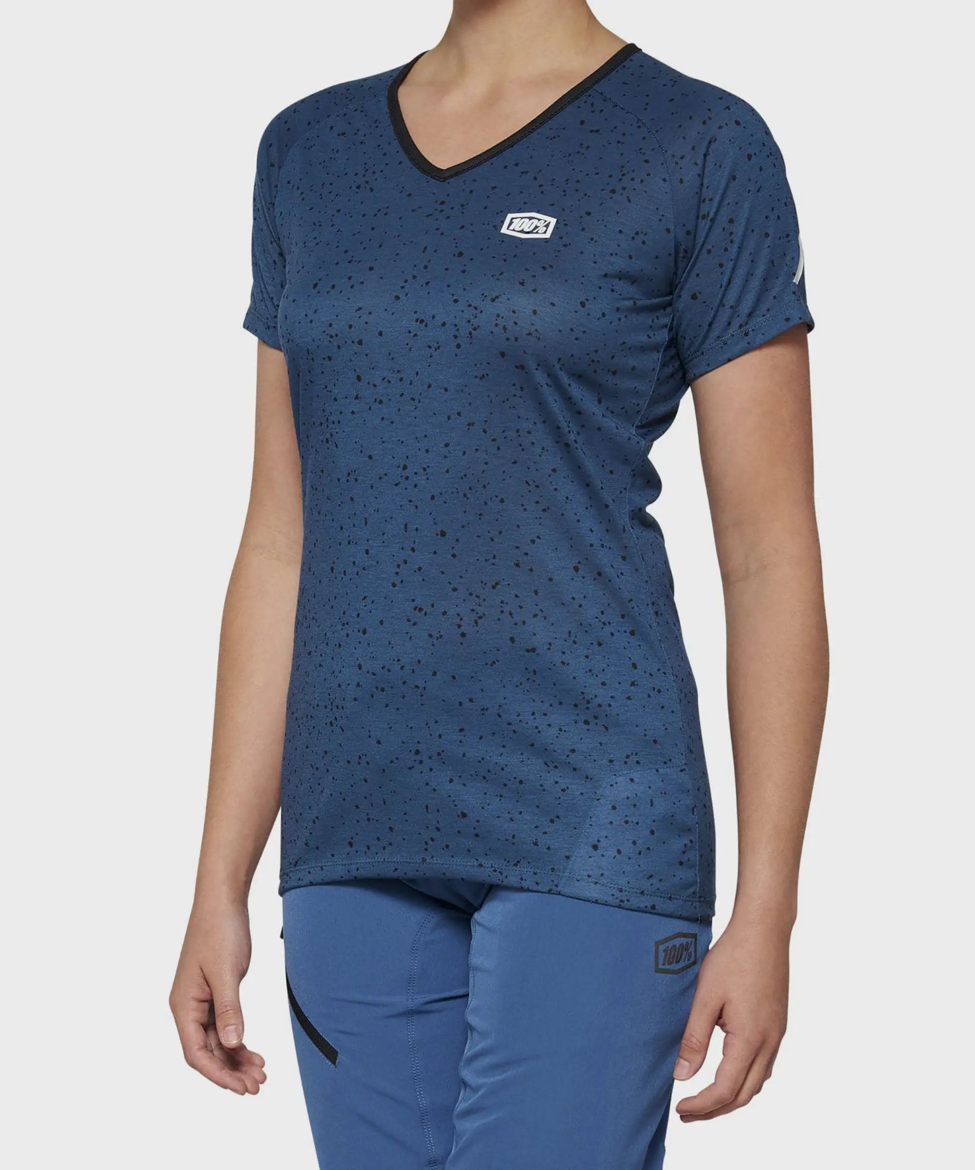 100% Airmatic Short Sleeves Ladies Jersey Slate / Blue - FREE UK Shipping, FREE 365 Day Returns | Moto Central