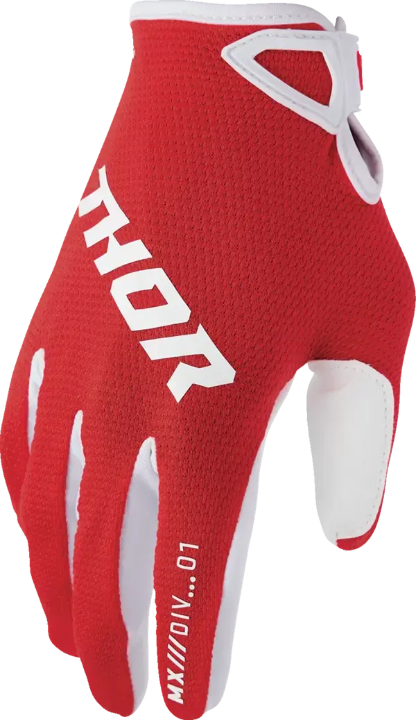 Thor Ridemode Static Youth Textile Gloves Red / White - FREE UK Shipping, FREE 365 Day Returns | Moto Central