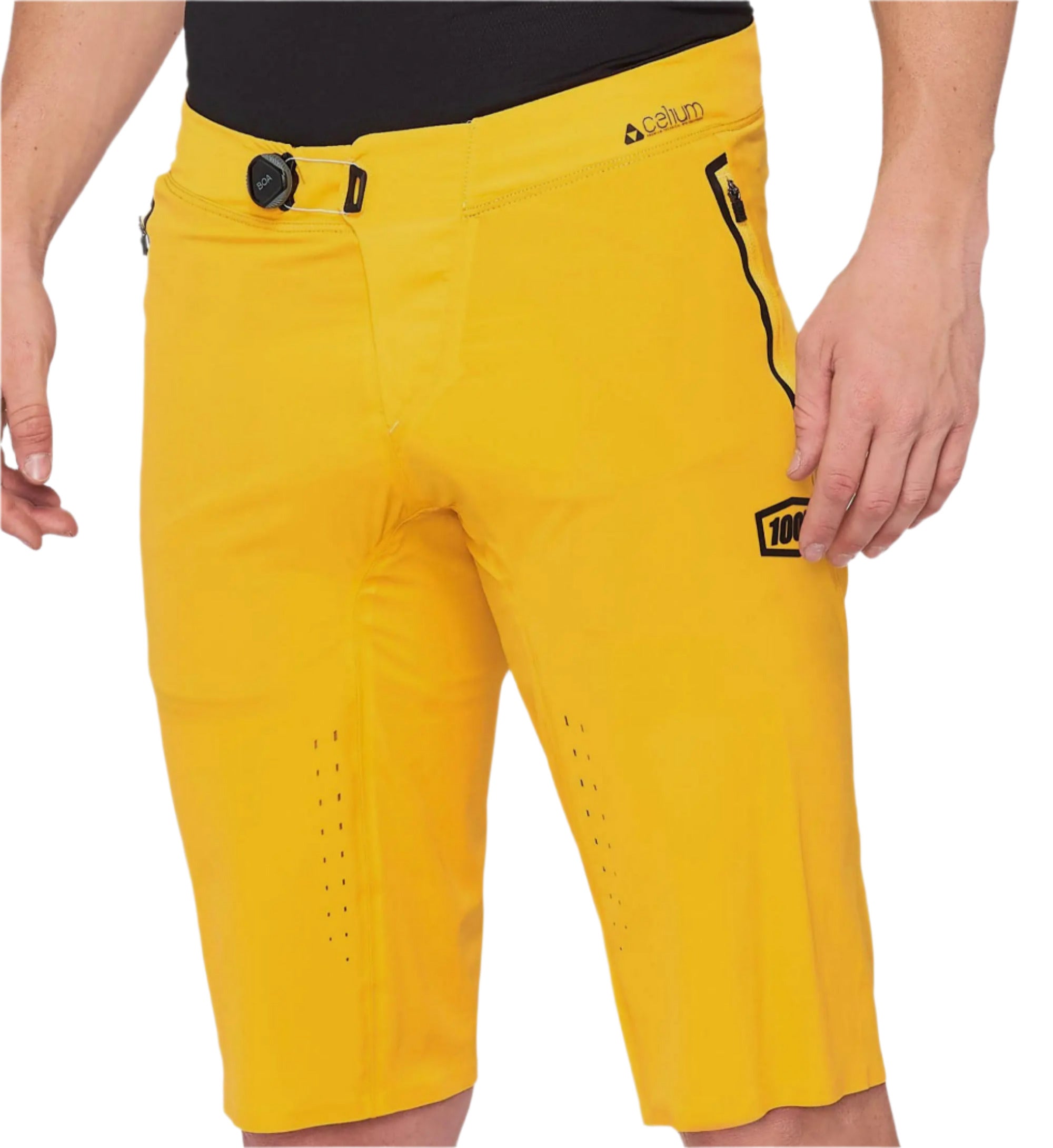 100% Celium Shorts Mustard - FREE UK Shipping, FREE 365 Day Returns | Moto Central