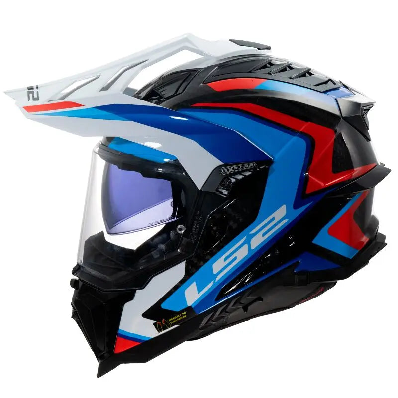 LS2 MX701 Explorer Carbon Frontier 2 Adventure White / Blue  - FREE UK Shipping, FREE 365 Day Returns | Moto Central