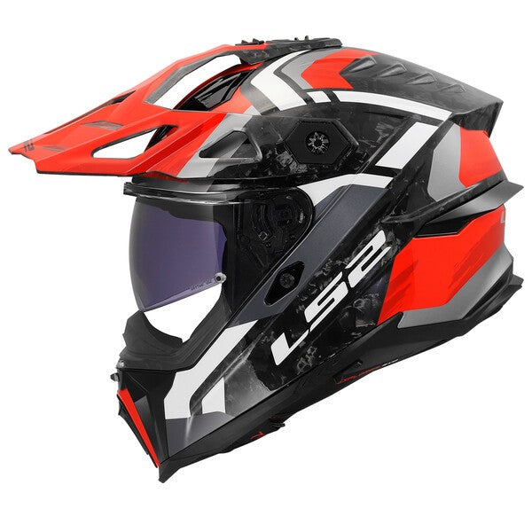 LS2 MX707 Explorer Evo Forged Carbon Falkur Red / White FREE UK Delivery, FREE 365 Day Returns | Moto Central