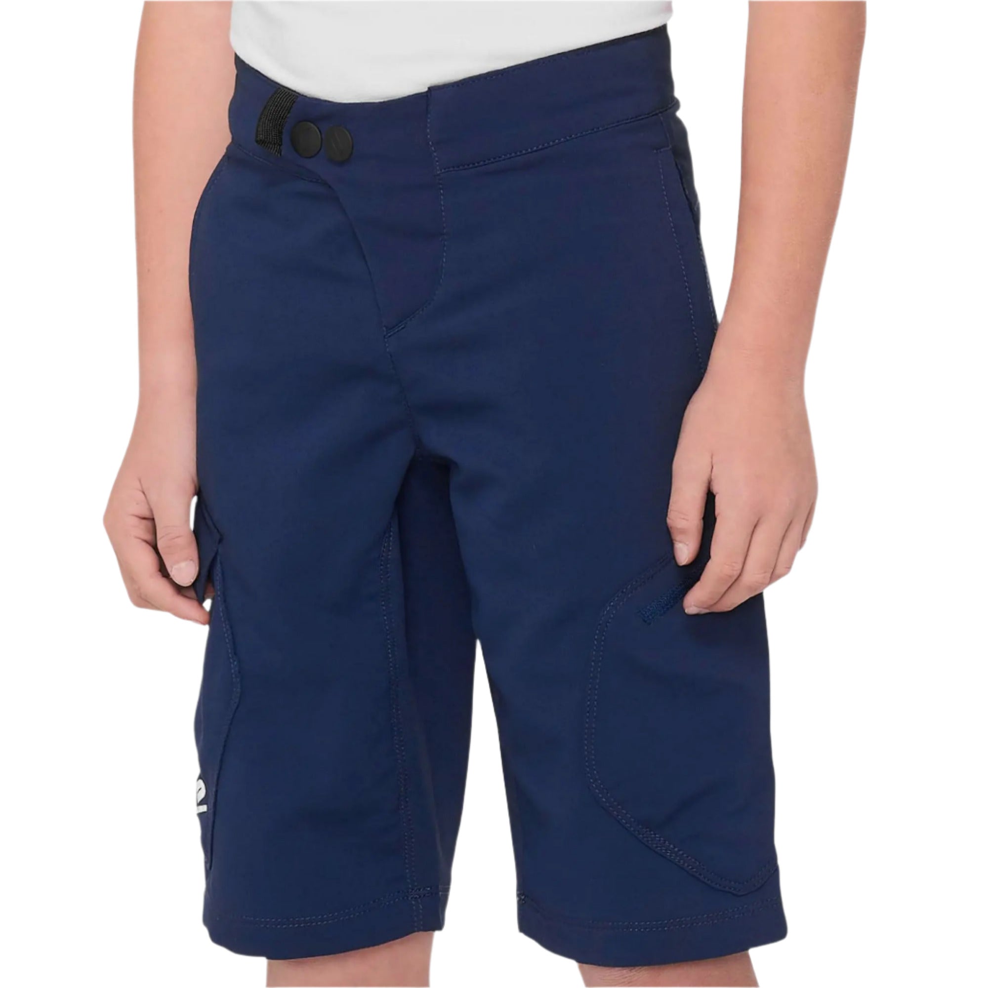 100% Ridecamp Youth Shorts Navy - FREE UK Shipping, FREE 365 Day Returns | Moto Central