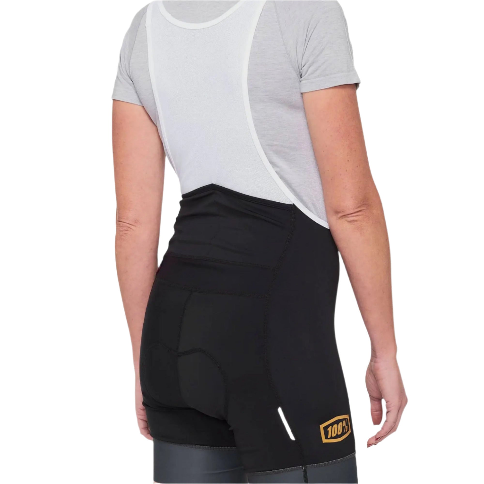 100% Exceeda Ladies Bib Shorts 2022 Black / Charcoal - FREE UK Shipping, FREE 365 Day Returns | Moto Central